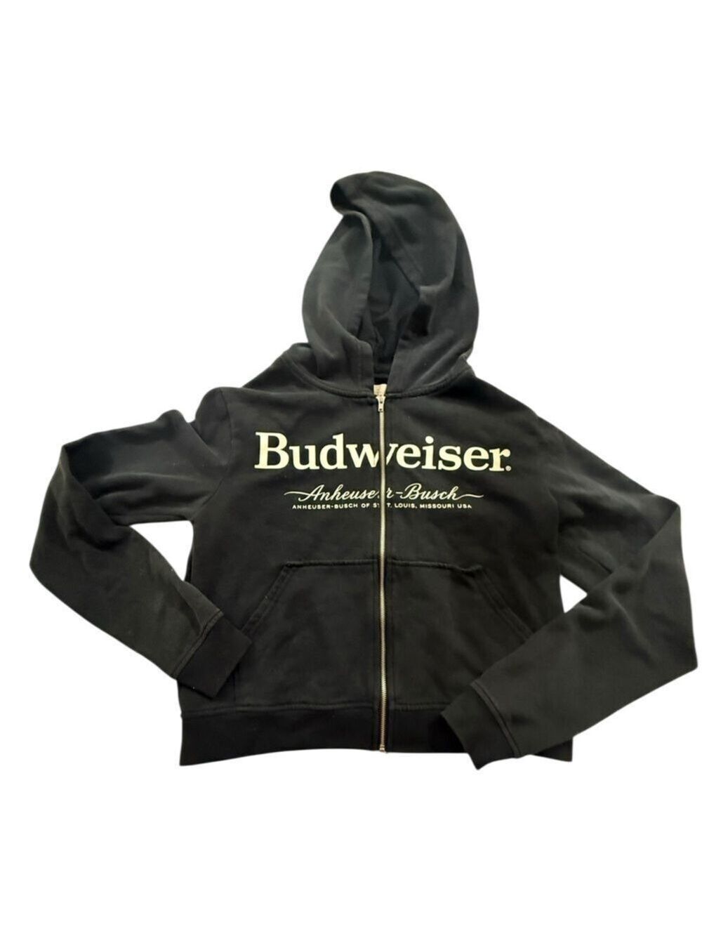 Pacsun x Budweiser Hoodie Full Zip Hoodie Slip Pockets Black SzSm